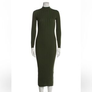Sezane Green Merino Wool Dress